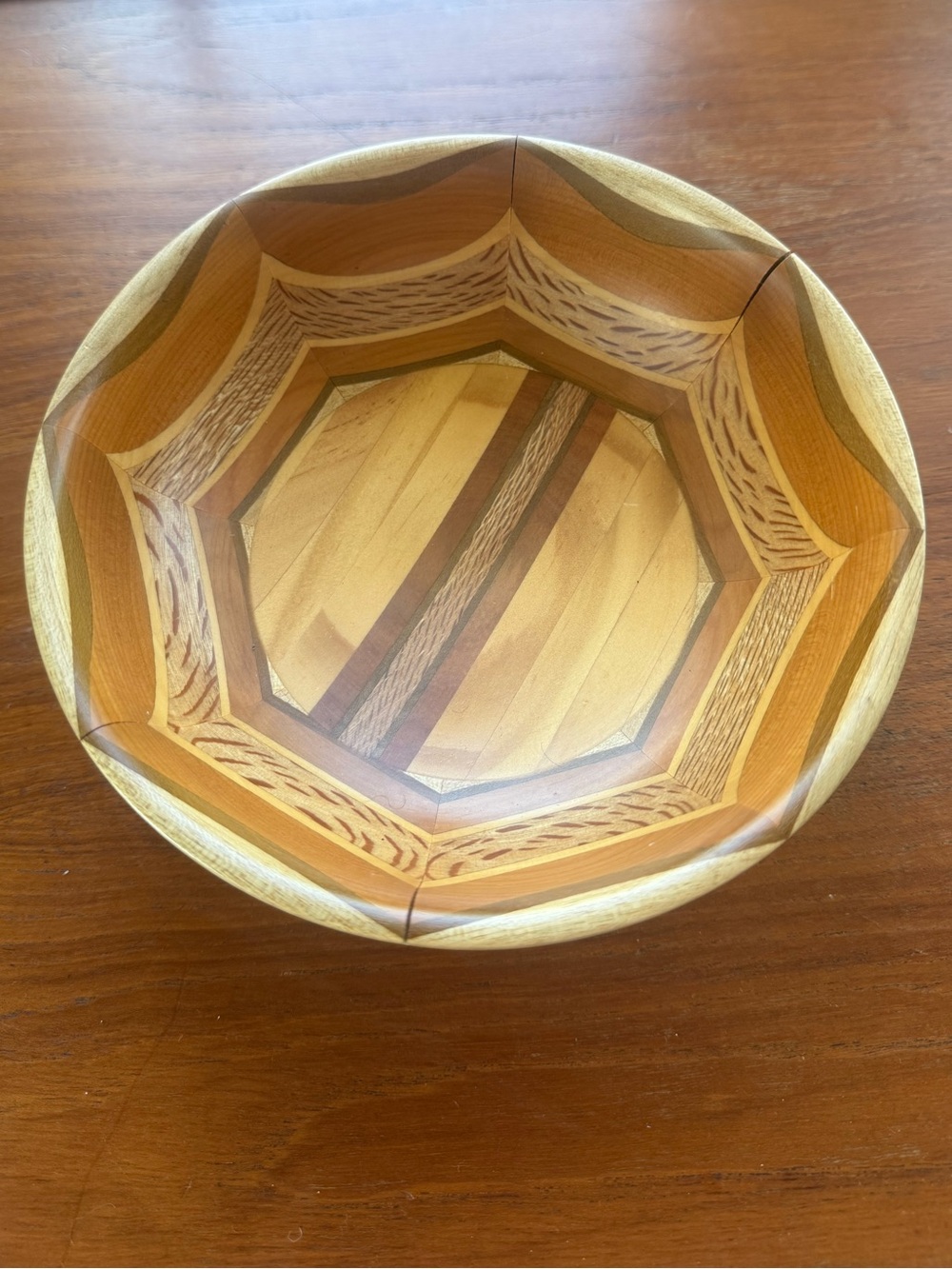Vintage Handcrafted Wood Segmented  Bowl made by Sovereign Woodware